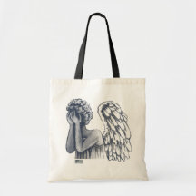 Fallen, Angel Art Tote-bags