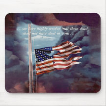 Fallen But Not Forgotten Smoke and Torn Flag Mousepads