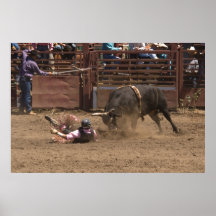 Fallen rider is about to meet his angry mount print