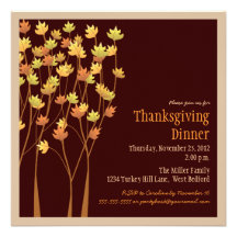 Falling Autumn Leaves Thanksgiving Invitation