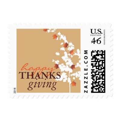 Falling Autumn Maple Leaves Thanksgiving Stamps by fat_fa_tin