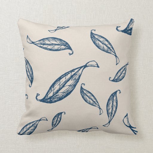 Falling Blue Leaves Autumn Decor Modern Abstract Throw Pillow Zazzle
