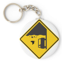 Falling Chicken Zone Highway Sign Keychains