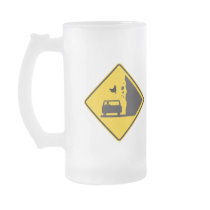 Falling Chicken Zone Highway Sign Coffee Mugs