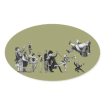 Falling Circus Oval Stickers