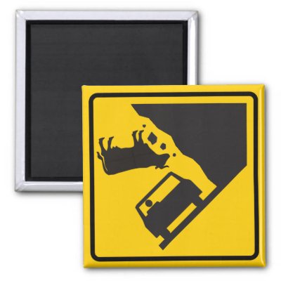 Falling Cow Zone Highway Sign Refrigerator Magnet