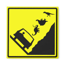 Falling Dinosaurs Highway Sign Fridge Magnet