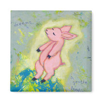 Falling floating PIG unique contemporary ART magnets