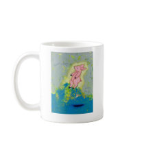 Falling floating PIG unique contemporary ART mugs