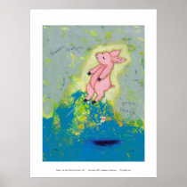 Falling floating PIG unique contemporary ART posters