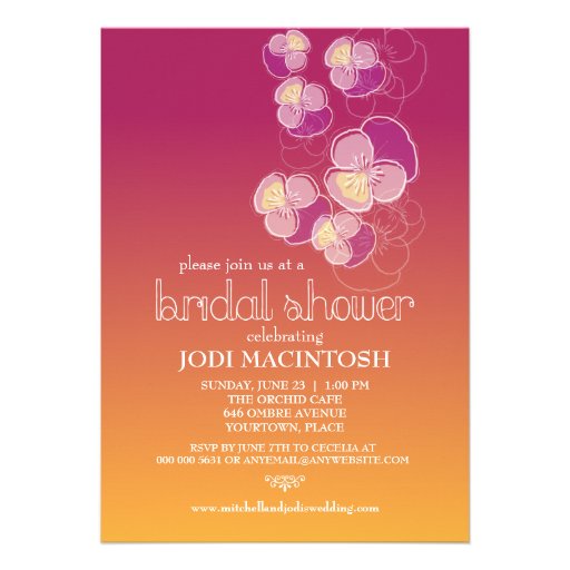 Falling Flowers Juicy Ombre Bridal Shower Custom Invite