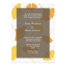 Falling ginkgo leaves gray golden autumn wedding invitations