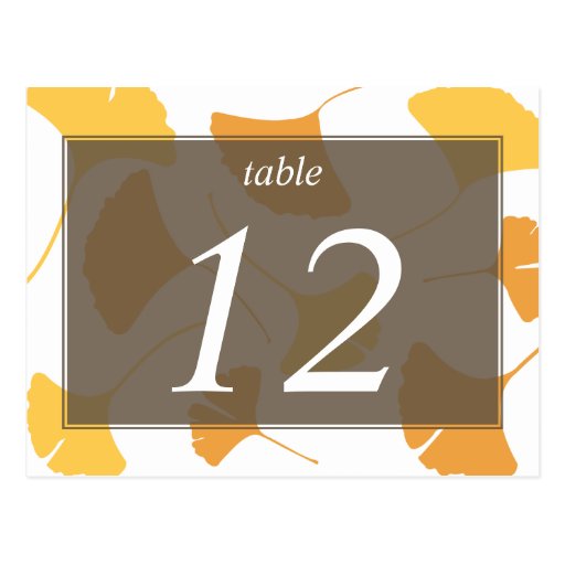 Falling ginkgo leaves gray table number card post card