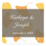 Falling ginkgo leaves gray wedding favor sticker