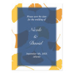 Falling ginkgo leaves navy wedding save the date post cards