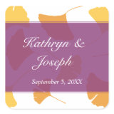 Falling ginkgo leaves purple wedding favor sticker