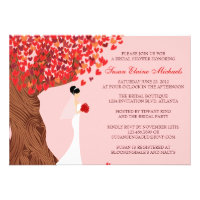 Falling Hearts Oak Tree Fall Bridal Shower Custom Invites