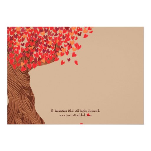 Falling Hearts Oak Tree Fall Bridal Shower Custom Invitations