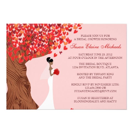 Falling Hearts Oak Tree Fall Bridal Shower Invite