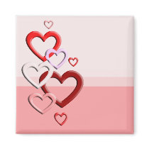 falling hearts pink background magnets