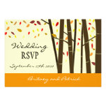 Falling Leaves Autumn Forest Wedding RSVP Cards Custom Invites