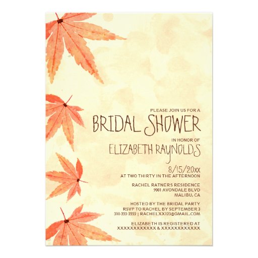 Falling Leaves Bridal Shower Invitations