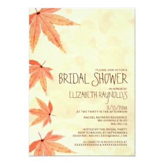 Falling Leaves Bridal Shower Invitations 5" X 7" Invitation Card