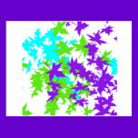 Falling Leaves in Turquoise, Purple and Lime postcards