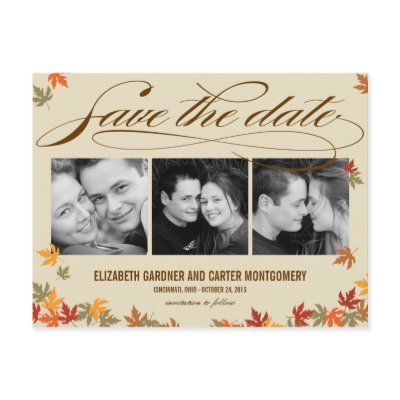 Falling Leaves Save The Date Card Postcards