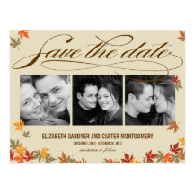 Falling Leaves Save The Date Card Postcards