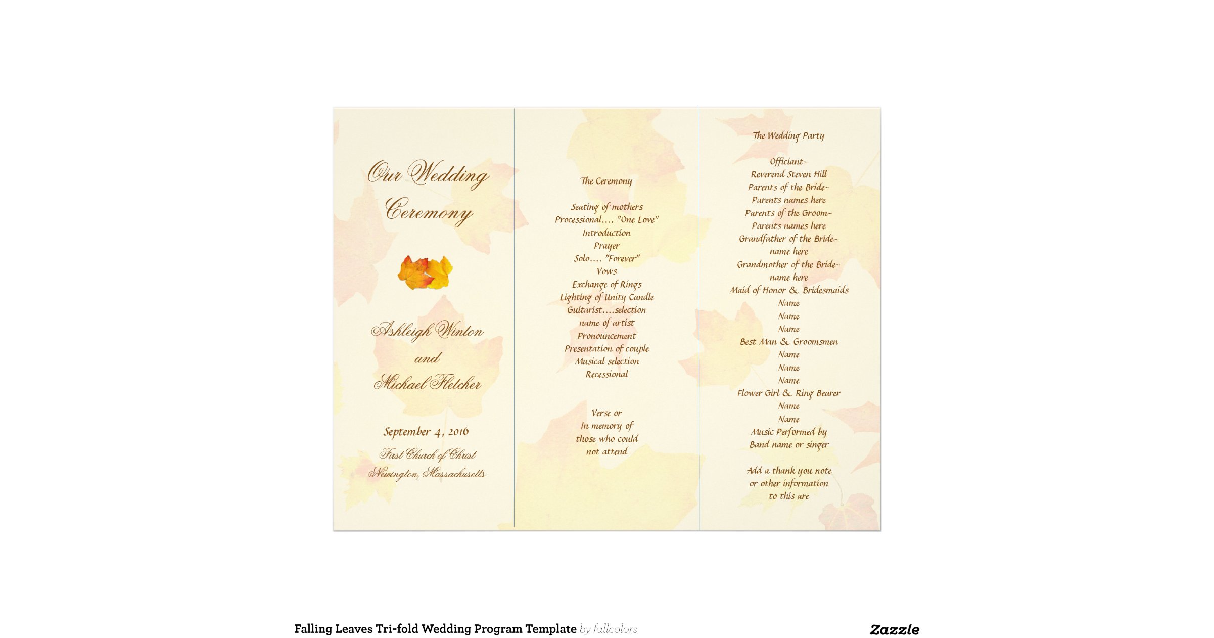 trifold wedding program templates