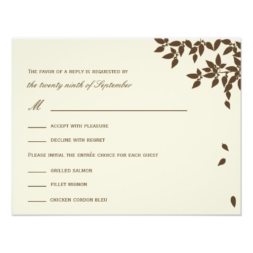 Falling Leaves Wedding RSVP/Response Cards (Brown) Invite