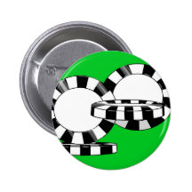Falling poker chips on green felt pinback button