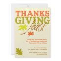 Falling red brown autumn leaves Thanksgiving feast invitation