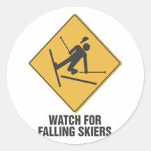 Falling Skiers Stickers