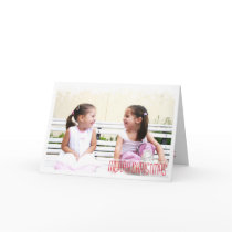 Falling snow flakes white border holiday photo card