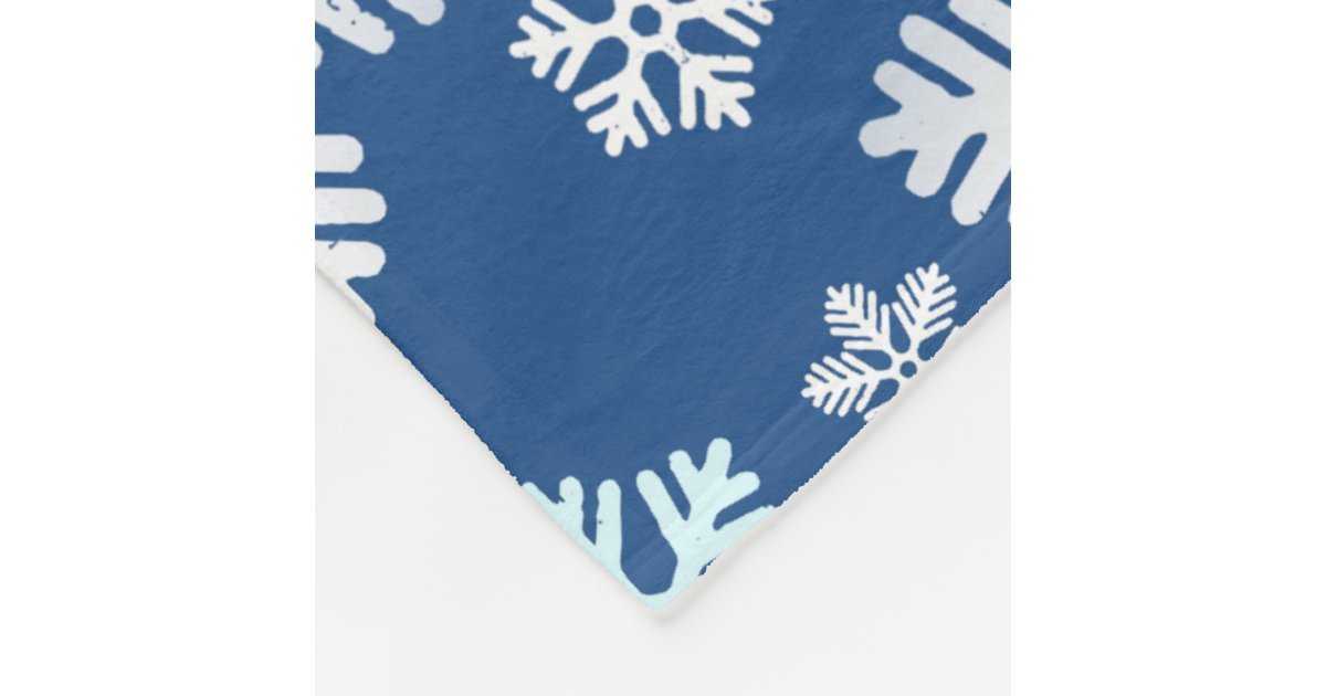 Falling Snow Patterned Blue Fleece Blanket Zazzle