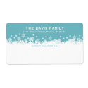 Falling snowflakes blue white shipping address label
