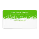 Falling snowflakes green white shipping address label