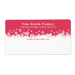Falling snowflakes red white shipping address custom shipping label
