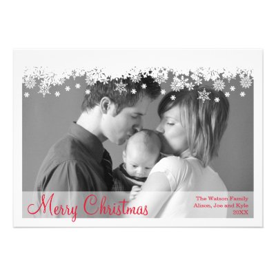 Falling snowflakes white border holiday photo card