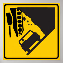 Falling Tank Zone Highway Sign Poster