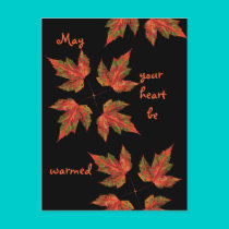 fallleaves, May, your heart be , warmed postcards by jenniekurono fallleaves, May, your heart be , warmed postcards