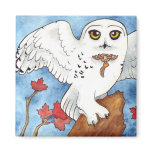Fall's Messenger - Snowy Owl Fridge Magnet