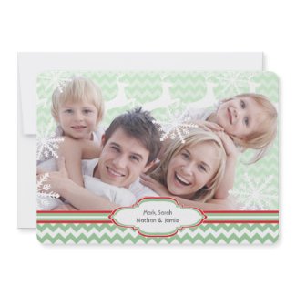 Family Christmas Holiday Photo Card Cute Chevron invitation