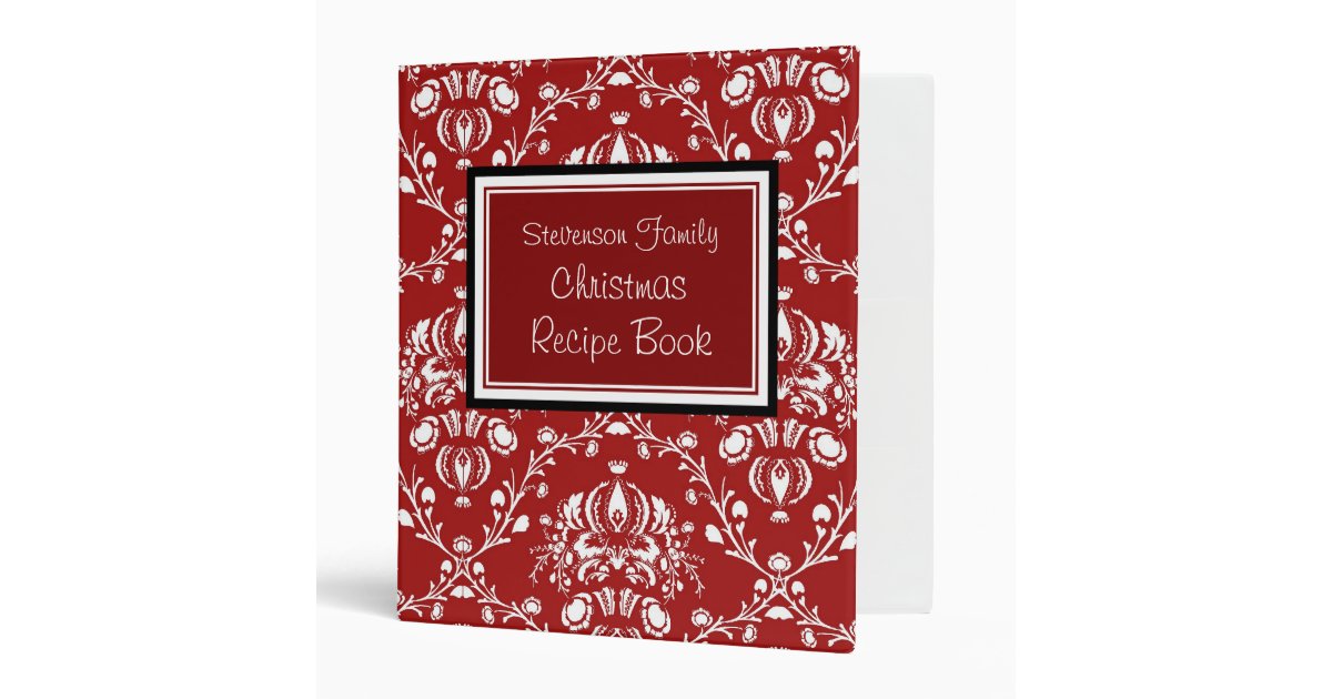Family Christmas Recipe Binder Red Damask Zazzle family-christmas-recipe-binder-red-damask-zazzle
