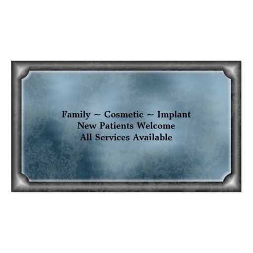 Family Dentist Business Card Glowing Tooth Blue (back side)