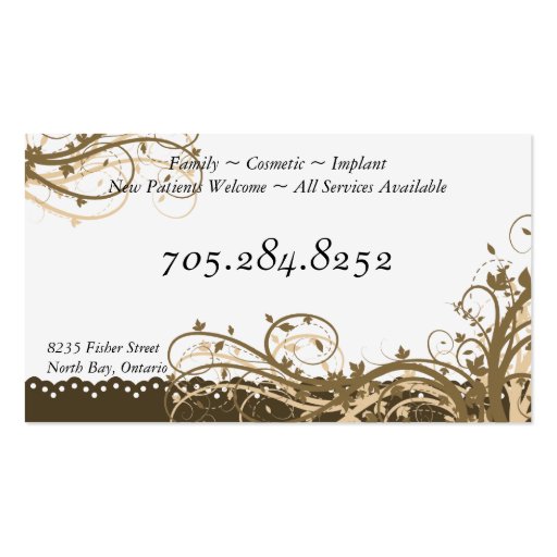 Family Dentist Business Card - Gold Elegant Floral (back side)