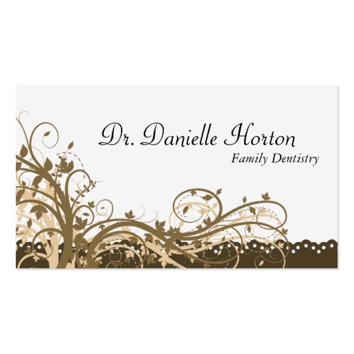 Family Dentist Business Card - Gold Elegant Floral (front side)