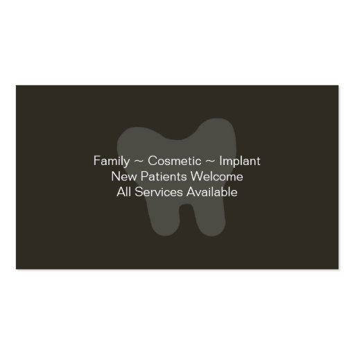 Family Dentist Business Card - Happy Teeth (back side)